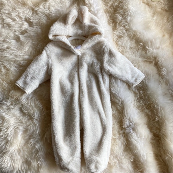 NWT faux fur fuzzy white bear outfit onsie